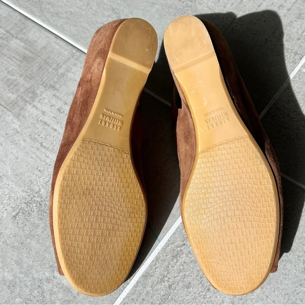 Stuart Weitzman Sling Back Neutral Tan Wedge Sandals, size 8
